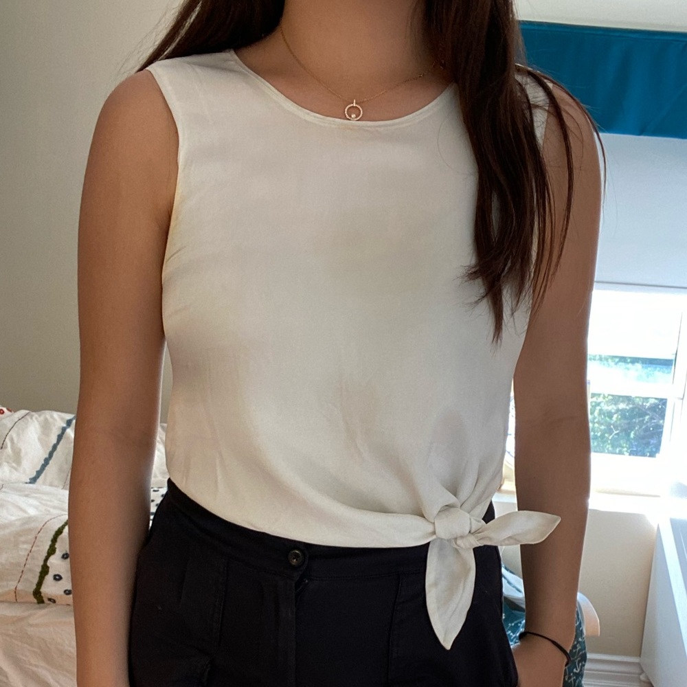 Aritzia silk blouse with tie